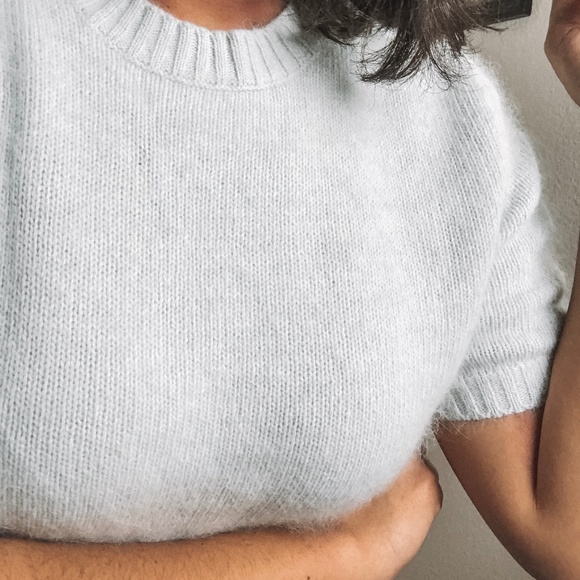 Ny &Co light blue fuzzy wool short sleeve sweater - Picture 3 of 8